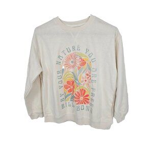 BILLABONG Size Medium Womens Sweatshirt Floral White Top NWT
